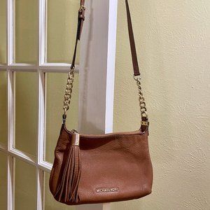Michael Kors Leather Crossbody Purse with Fringe Zipper